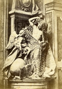 Italy Napoli Sculpture Detail Old CDV Photo Sommer 1870