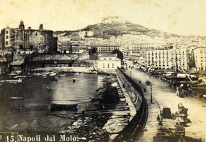 Italy Napoli Panorama taken from Molo Old CDV Photo Rive 1870