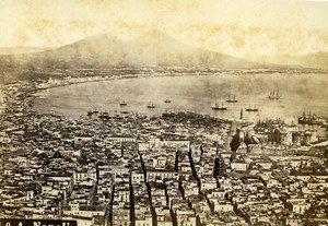Italy Napoli Panorama Old CDV Photo Rive 1870