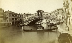 Italy Venezia Bridge Rialto Old CDV Photo 1870