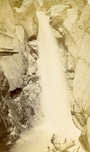 Switzerland Triege Waterfall Old CDV Photo Charnaux 1870