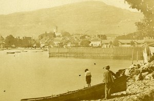 France Children & Boat by Lake Old CDV Photo 1870