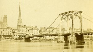 France Rouen Suspension Bridge Old CDV Photo 1870