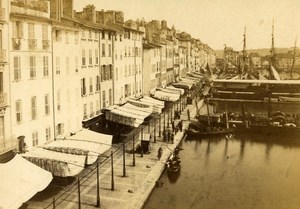 France Toulon Harbor Port Ships Old CDV Photo 1870