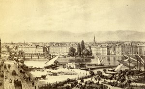 Switzerland Geneva English Garden Old CDV Photo of Gravure 1865