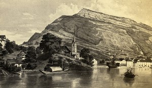 Switzerland Weggis am Fusse des Rigi Old CDV Photo of Gravure 1865