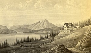 Switzerland Kaltbad Kalte Bad Rigi Old CDV Photo of Gravure 1865