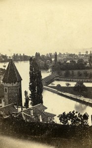 Switzerland Thoune Thun Panorama Old CDV Adolphe Photo Braun 1865