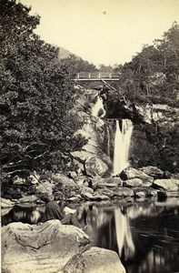 Scotland Ecosse Waterfall at Inversnaid Loch Lomond Old CDV Photo GW Wilson 1865