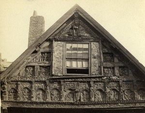 United Kingdom Chester Carved Gable of Bishop House Old CDV Photo Bedford 1865