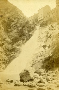 France Pyrenees Eaux Bonnes Valentin Waterfall Old CDV Photo Jules Andrieu 1865