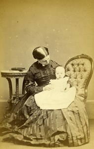 United Kingdom Newton Woman Baby Sybil Victorian Fashion Old CDV Photo Owen 1866