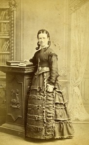 United Kingdom Sleaford Woman Victorian Fashion Old CDV Photo Tippins 1870