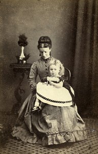 United Kingdom Epping Woman & Child Victorian Fashion Old CDV Photo Odell 1870