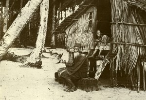 Indonesia Sumatra Island Elderly Man Traditional Hut Amateur Photo Snapshot 1935