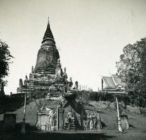 Cambodia Phnom Penh Temple Wat Phnom Old Amateur Snapshot Photo 1934