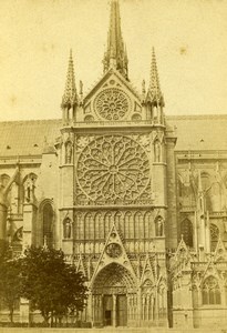 France Paris Notre-Dame Cathedral South Façade Old CDV Photo 1870