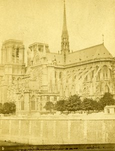 France Paris Notre-Dame Cathedral South Façade Old CDV Photo 1870