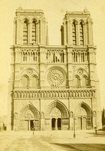 France Paris Notre-Dame Cathedral West Façade Old CDV Photo 1870