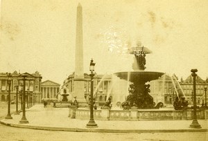 France Paris Place de la Concorde Obelisk Fountain Old CDV Photo 1870