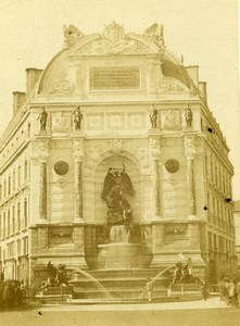 France Paris Fontaine Saint Michel Fountain Old CDV Photo 1870