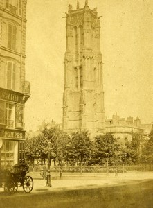 France Paris Tour Saint Jacques Church Tower Old CDV Photo 1870