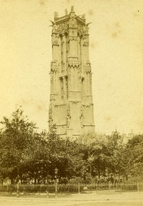 France Paris Tour Saint Jacques Church Tower Old CDV Photo 1870