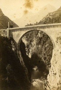 Pyrenees Pont Napoleon Bridge Saint Sauveur Gavarnie Old CDV Photo Andrieu 1870