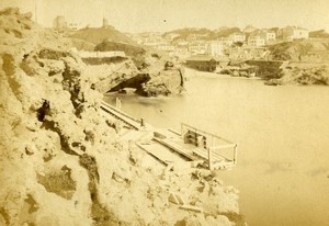 France Biarritz Port Vieux general view Seaside Old CDV Photo Andrieu 1870