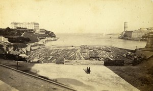 Marseille Phare Haut Lighthouse & Fort Saint Jean Old Neurdein CDV Photo 1870's