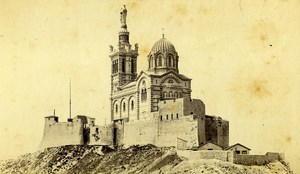 France Marseille Notre Dame de la Garde Basilica Old Neurdein CDV Photo 1870