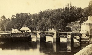 France Brittany Morbihan Bridge & River Old CDV Photo Carlier 1870