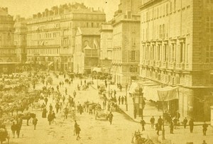 France Marseille Canebiere Animated Street Scene Old CDV Photo 1870