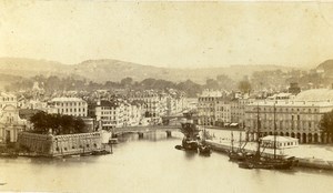 France Bayonne panorama Boats Seaside Old CDV Photo Edmond 1870