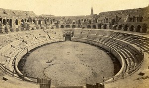 France Nimes Roman Amphitheatre Arenes interior Old CDV Photo 1870
