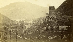 France Pyrénées Castel Vielh Tower & Luchon Old CDV Photo Soule 1870