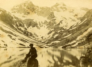 France Lac d'Estom Glacier Pic de la Sebe Cauterets Old CDV Photo Andrieu 1870