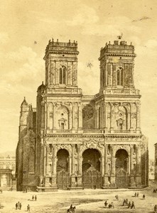 France Auch cathedral Sainte Marie Old Sinnett Gravure CDV Photo 1870