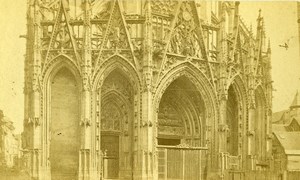 France Rouen Église Saint-Maclou Church Gate Old Neurdein CDV Photo 1870's