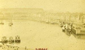 France Dieppe Harbour General View panorama Old Neurdein CDV Photo 1870's