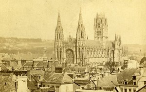 France Rouen panorama Cathedral Old Le Comte CDV Photo 1870's