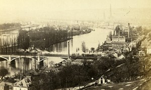 France Rouen panorama Seine River Bridge Old Neurdein CDV Photo 1870's
