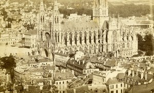 France Rouen Eglise Saint Ouen Church panorama Old CDV Photo 1870