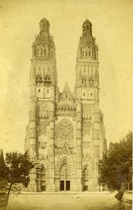 France Tours Cathedral Façade Old Neurdein CDV Photo 1870's