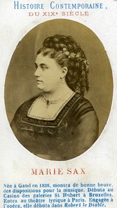 Belgian Opera Singer Soprano Marie Sasse Sax Old CDV Photo 1870