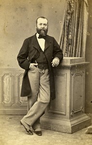 France Paris Bearded Man Fashion Second Empire Old CDV Photo Warner 1860's