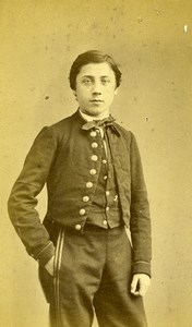 France Paris Boy in Uniform Fashion Second Empire Old CDV Photo Charavet 1860's