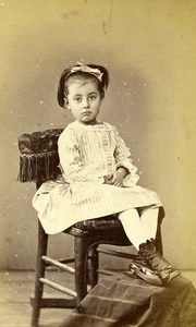 France Bordeaux Young Girl Fashion Second Empire Old CDV Photo Courreges 1860's