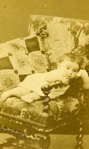 France Paris Baby Toddler Fashion Second Empire Old CDV Photo Petit 1880