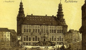 Germany Aachen Aix la Chapelle Rathaus Town Hall Old CDV Photo 1870